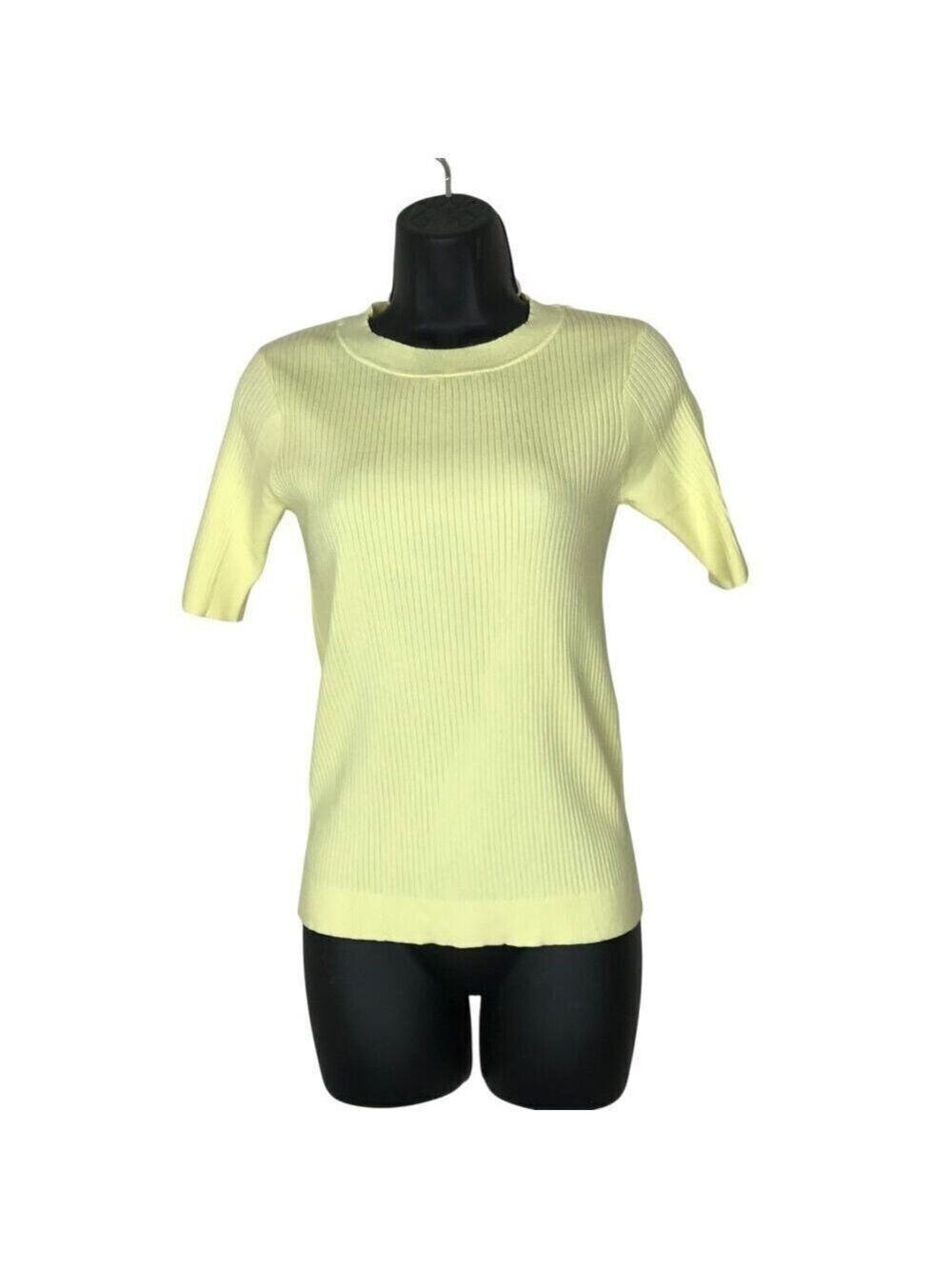 Judith & Charles Butter Yellow Ribbed Light Weight Knit Top Size S